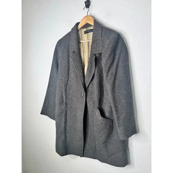 Peruvian Connection Womens Alpaca Wool Gray Button Long Lined Coat Pocket Sze 12 - Picture 3 of 13